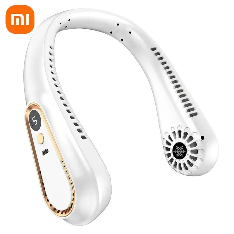 Xiaomi Neck Fan Digital Display Power Ventilator Leafless Neck Band Fan Portable Mini Air Cooler USB Rechargeable Fan