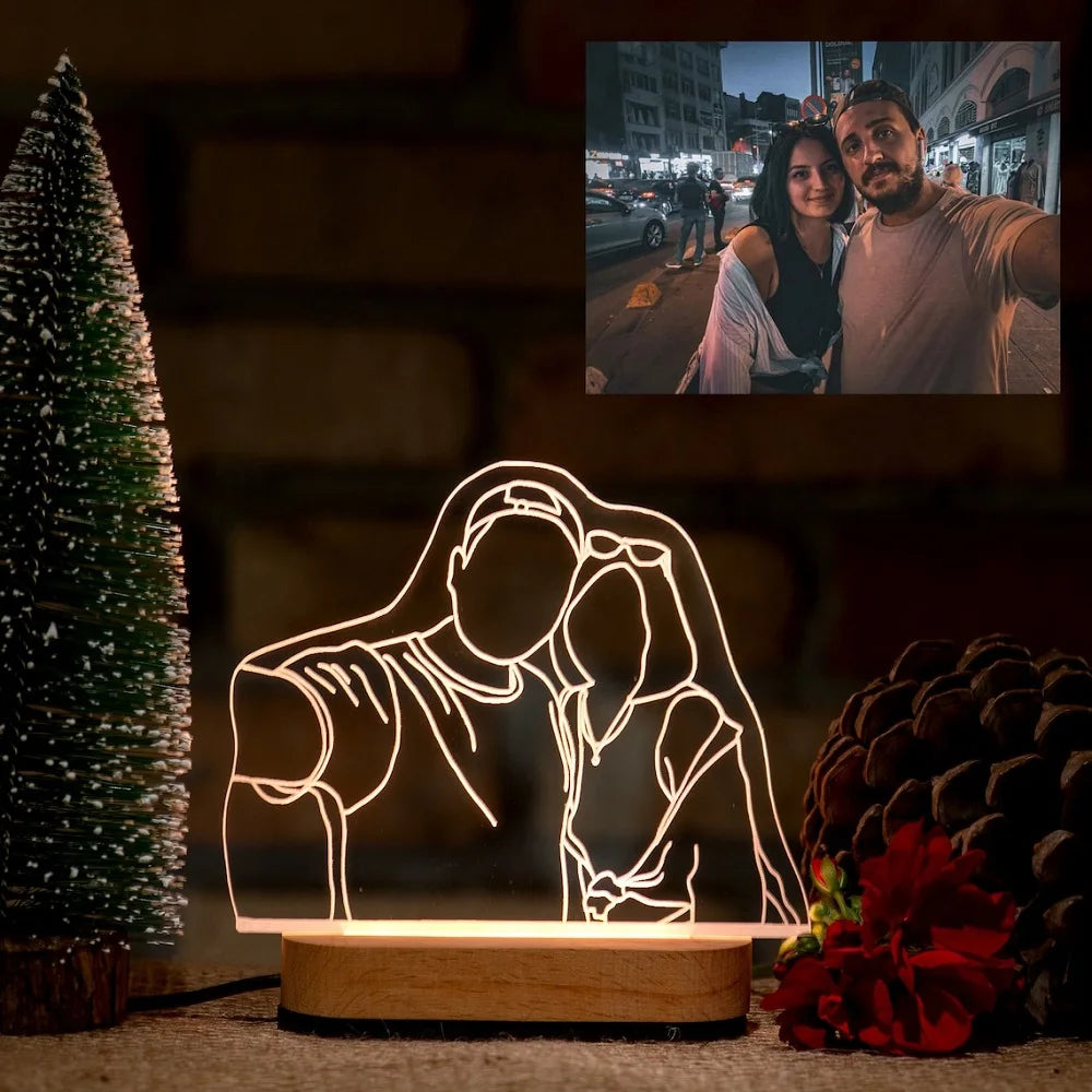 Dropshipp Personalized Gift 3D Photo Lamp Engraving Base Text Custom Valentine's Day Anniversary Birthday 3D Night Lights Lamp