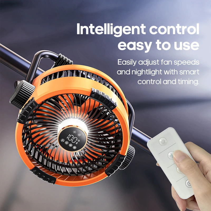 KINSCOTER Portable 6 in 1 Camping Fan 20000mAh Multifunctional Outdoor Desktop Air Circulator Wireless Ceiling  w/ Hook & Light