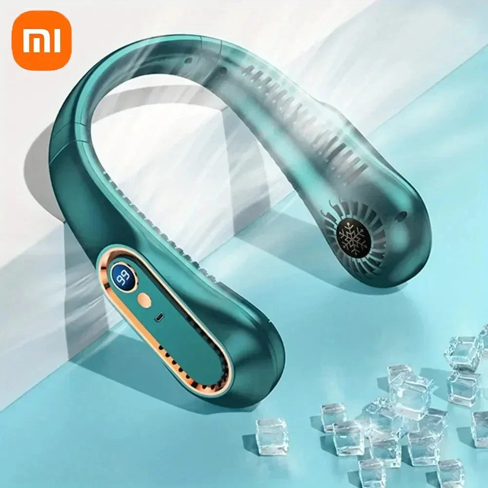 Xiaomi Neck Fan Digital Display Power Ventilator Leafless Neck Band Fan Portable Mini Air Cooler USB Rechargeable Fan