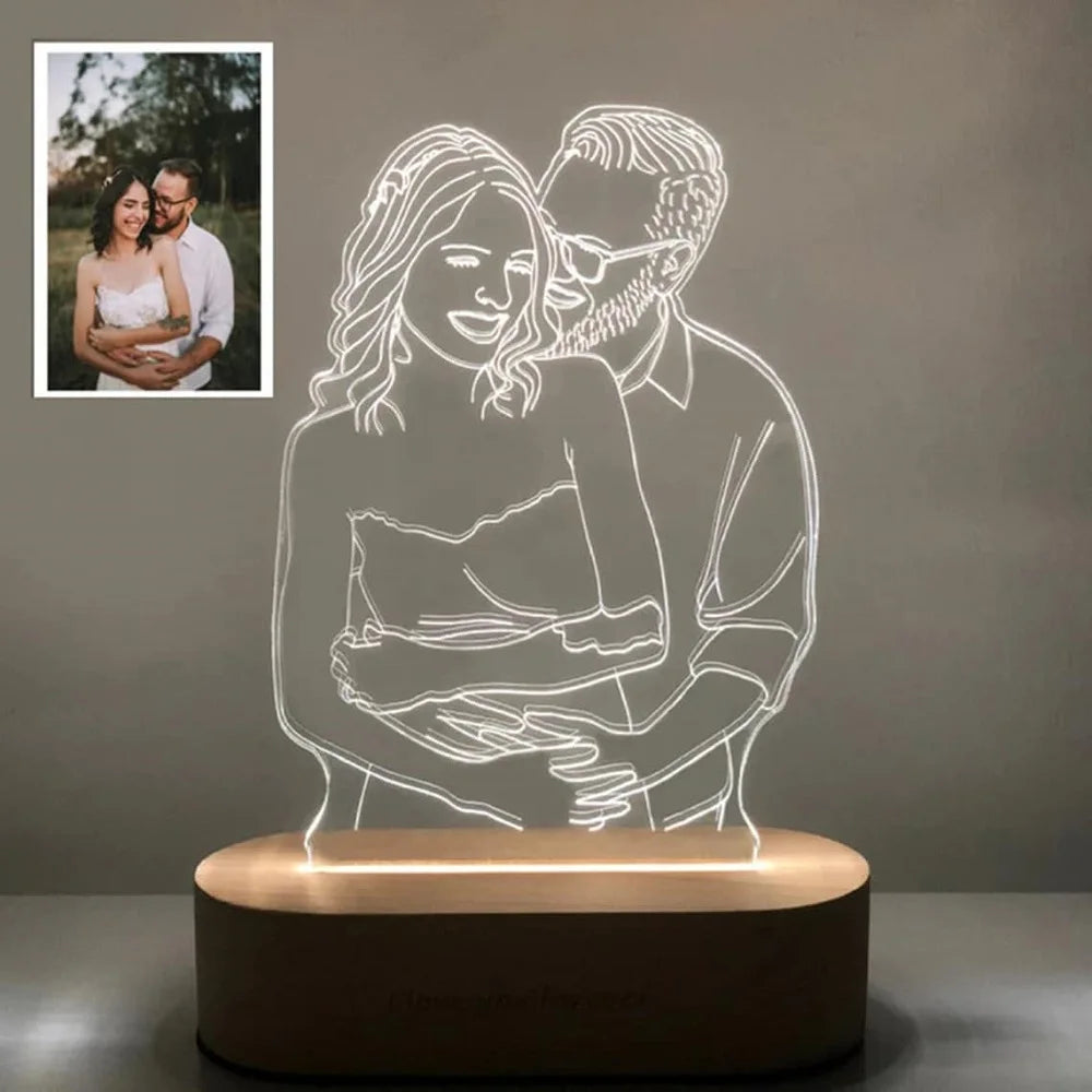 Dropshipp Personalized Gift 3D Photo Lamp Engraving Base Text Custom Valentine's Day Anniversary Birthday 3D Night Lights Lamp