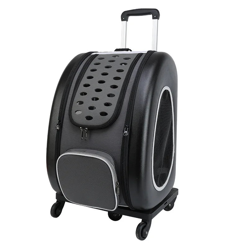 Outdoor Travel Tugboat Draw-Bar Pet Bag - Can be Used as a Pull Bag, Backpack, or Side Bag