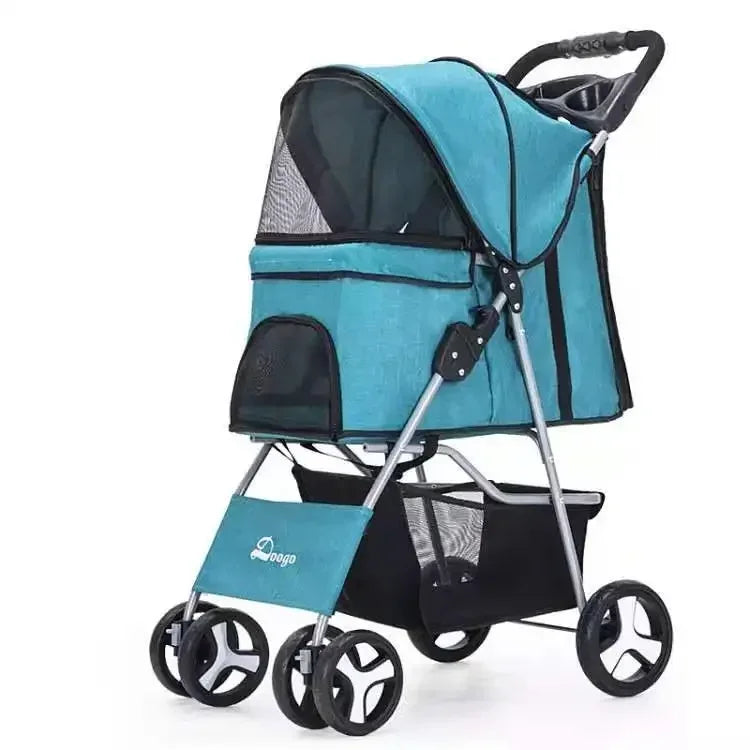 Pet Stroller with Sunroof -Foldable, lightweight, Single Handed, size S M L