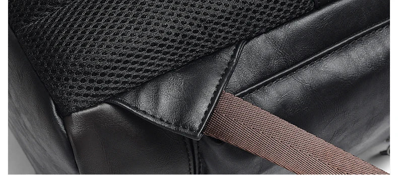 Men Pu Leather Backpack Men's Large Antitheft Travel Backpack Laptop Bag Black Bagpack Boy Big School Male Business Shoulder Bag