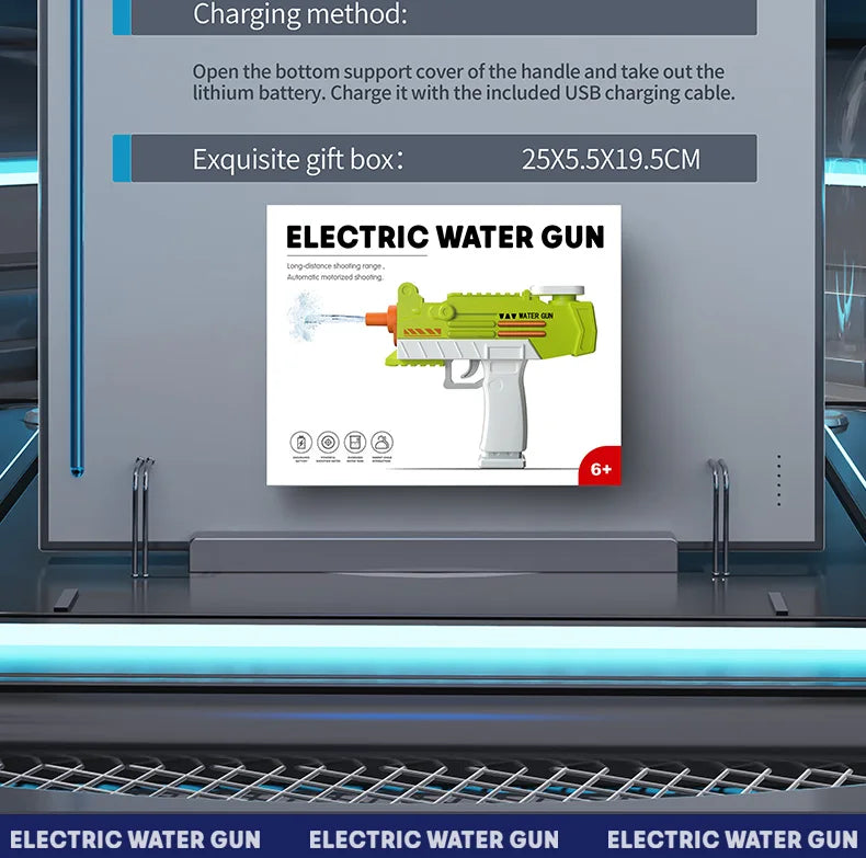 Electric UZI Flamethrower Water Gun Toy High-Power Full Automatic Water Shooter Outdoor Games for Kids Adults Summer Fun Toys