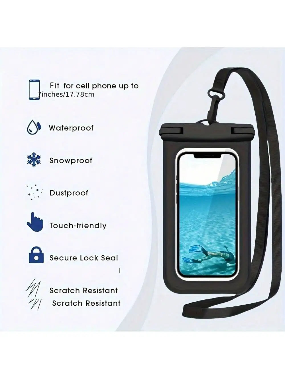 Waterproof Pouch Bag + Phone Case, Waterproof Case Dry Bag For Beach, Swim, Boating, Kayaking, Hiking, Protect Phone