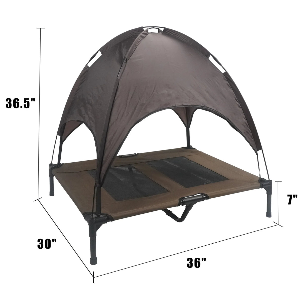 ‌Elevated Outdoor Pet Cot for Large Dogs, Heavy-Duty Frame Summer Camping Bed, Detachable Sunshade Canopy & Portable Dog Tent