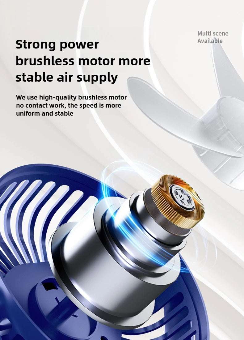 1800mAh Clip Electric Fan 5 Speed Quiet Rechargeable Desktop Portable Air Circulator Wireless Fan with LED Light Camping Fans