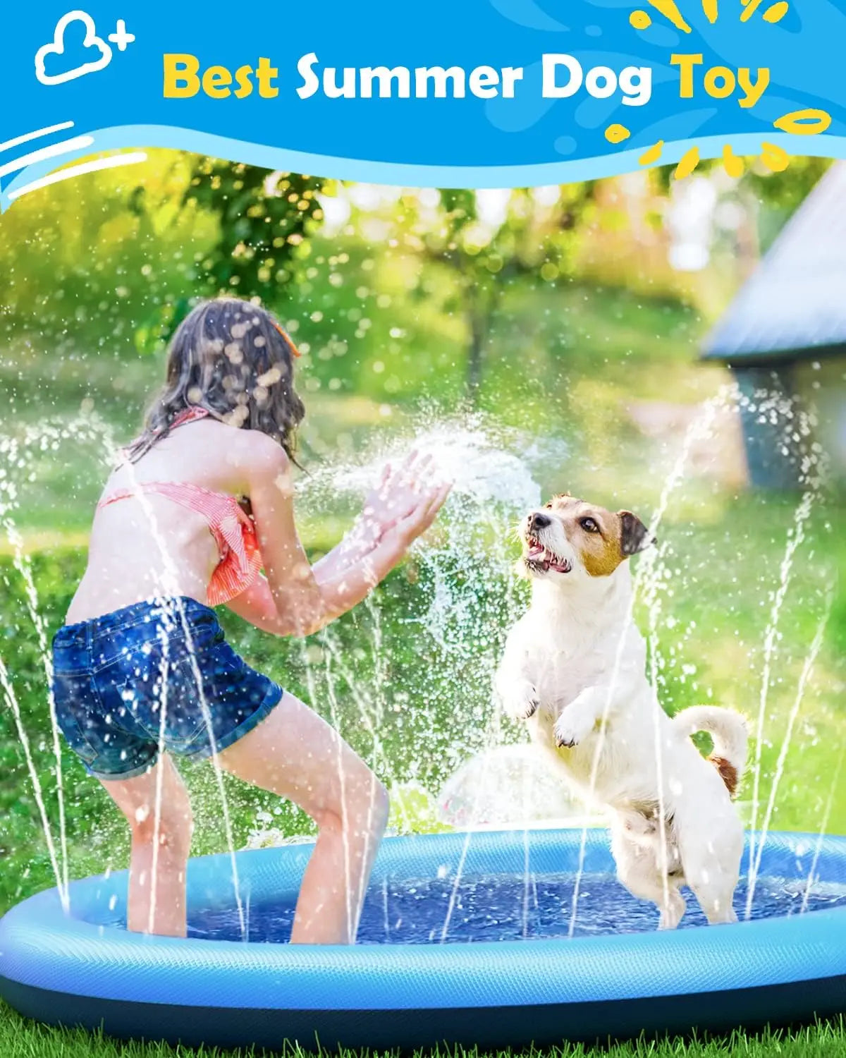 Splash Pad for Dogs Kids Outdoor Water Play Mat Sprinkler Toy Non-Slip Dog Pool Summer Backyard Fun Durable Pet Water Mat