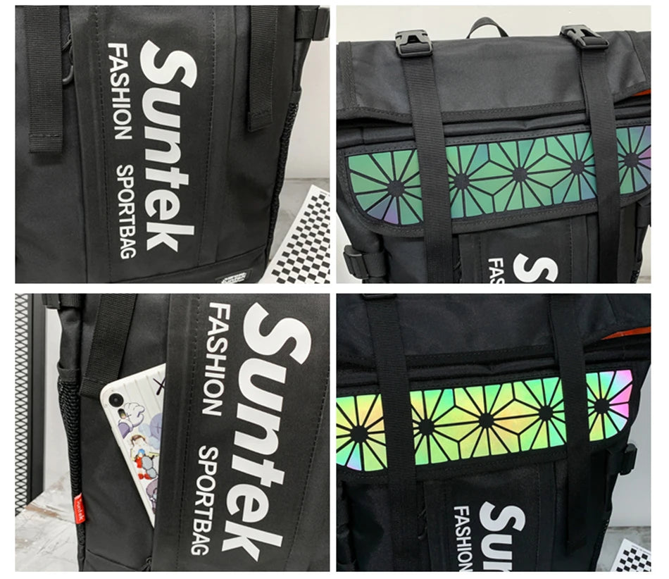 Youth Holographic Reflection Backpacks Fashion Urban Man Backpack Trend Brand Men's Travel Backpack Large Capacity School Bags
