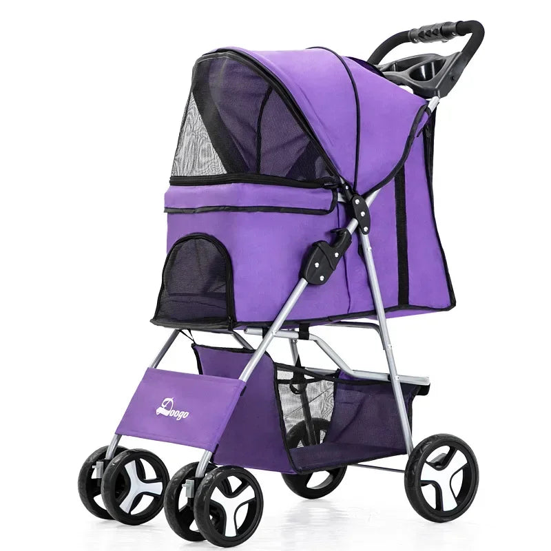 Pet Stroller with Sunroof -Foldable, lightweight, Single Handed, size S M L