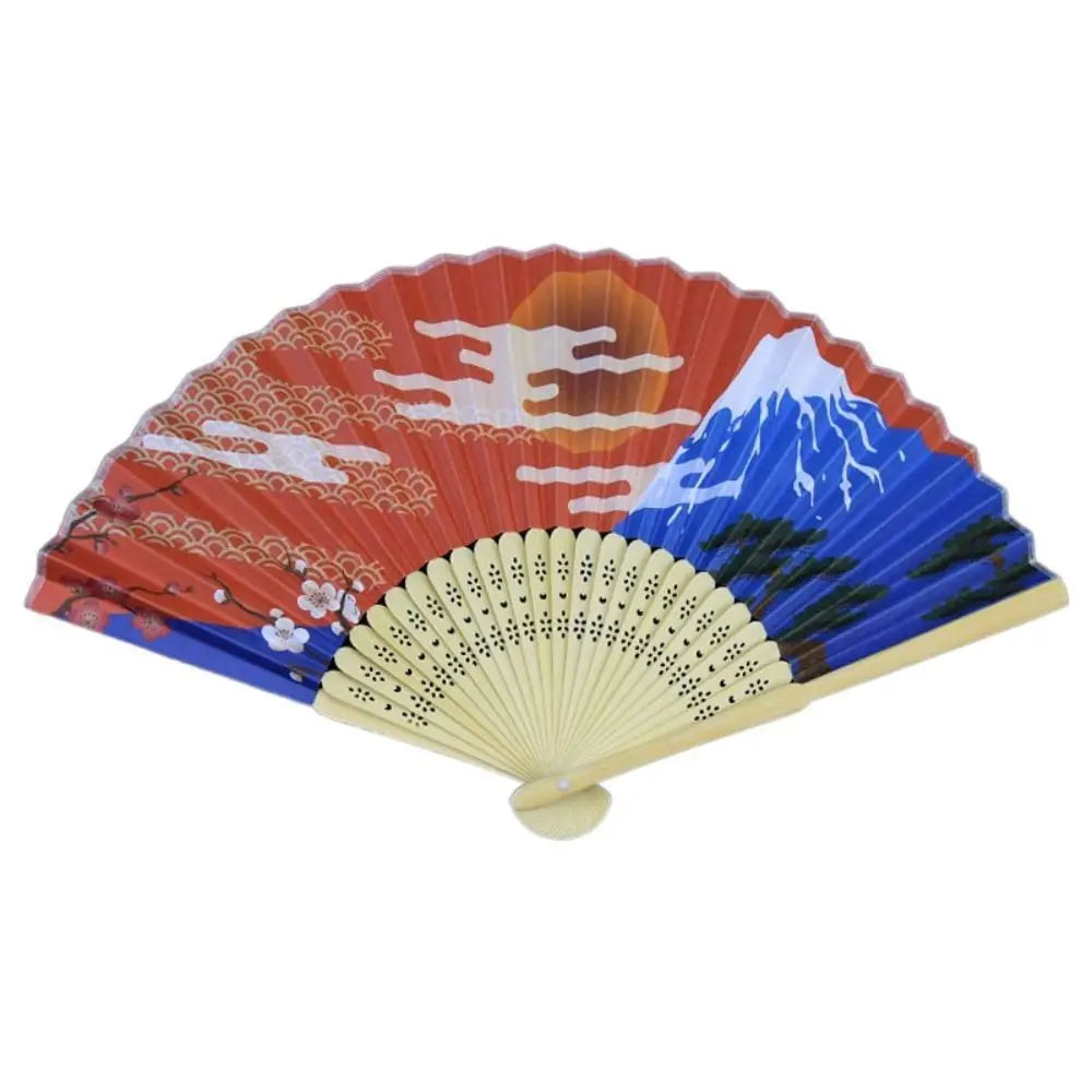Portable Bamboo Folding Fan Bamboo Handle Japanese Style Props Fan Paper Home Decoration Fan