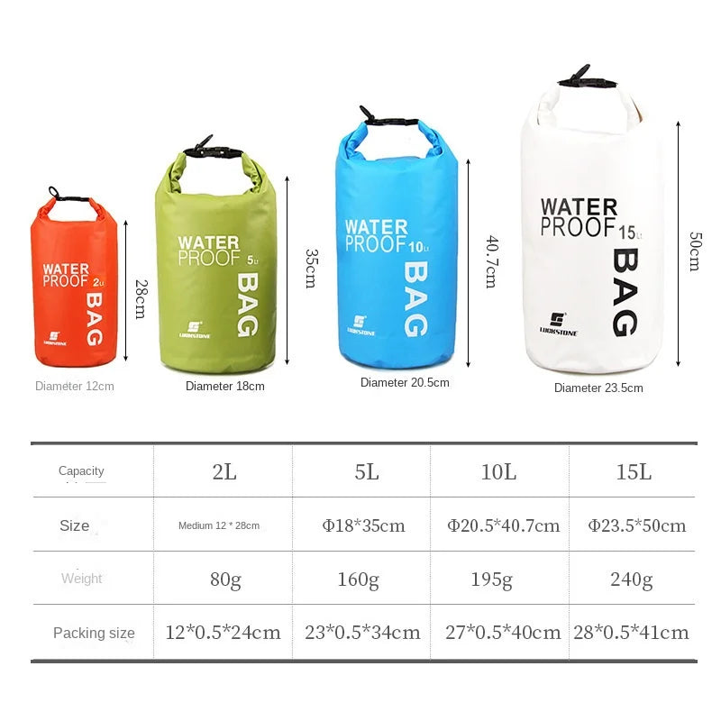2L/5L/10L/15L Drifting PVC Mesh Bags Lightweight Waterproof Phone Pouch Floating Boating Kayaking Camping Bags Outdoor Swimming