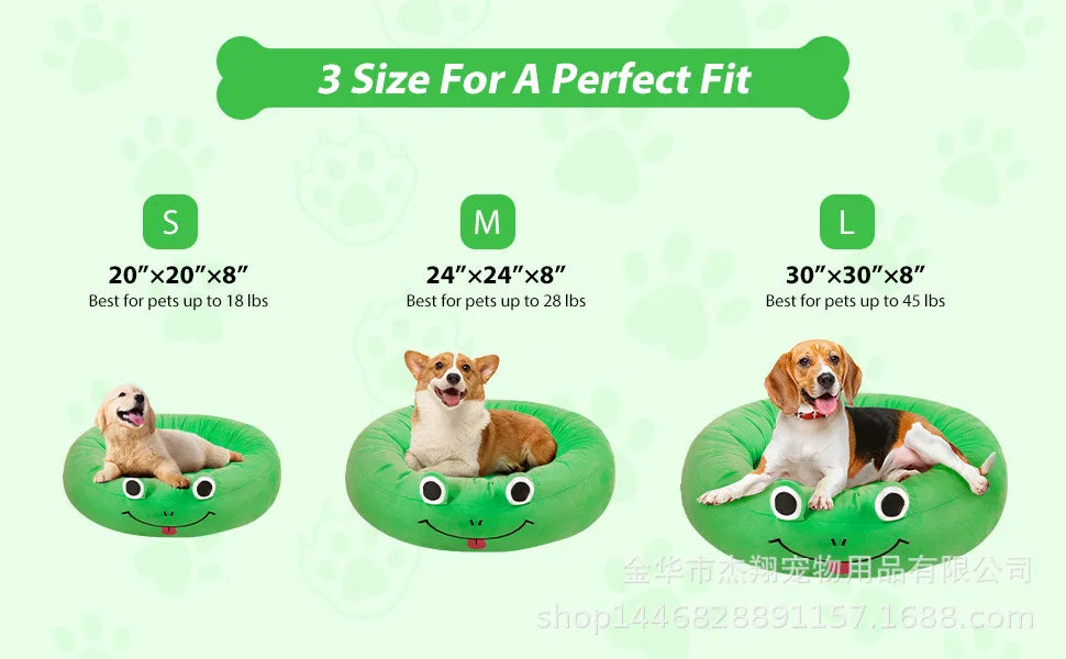 Frog octopus kennel dog bed medium small dog removable waterproof cover round nest plush pet mattress with non-slip