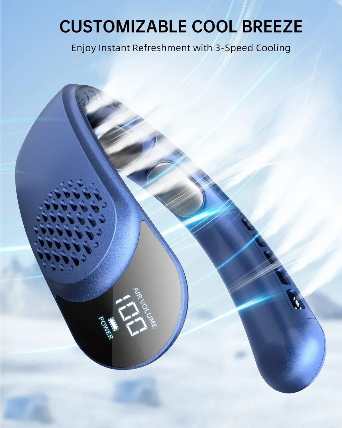 4000mAh Bladeless Portable Neck Fan 3 Gears Adjustable Super Multi-Function Digital Display Rechargable Neck Fan for Outdoor