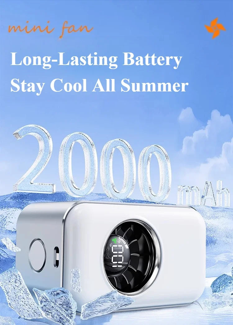 Eary Portable Clip On Fan Mini Handheld Fan with Lanyard 100 Speeds Wind 2000mAh Rechargeable 3-in-1 Hand/Desk/Neck Cooling Fans