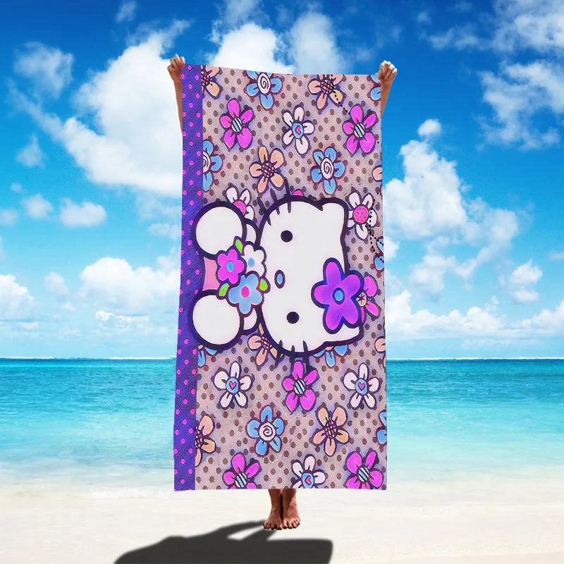 Sanrio Hello Kitty Beach Towel Cartoon Style Microfiber Large Beach Towel Bath Towel Multifunctional Square Towel Beach Towel