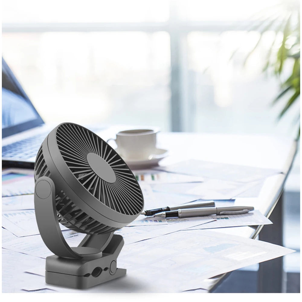 5inch/8inch Rechargeable Battery Operated Clip on Fan, USB & Type-C Charging, 4 Speeds Adjustable Portable Desktop Fan