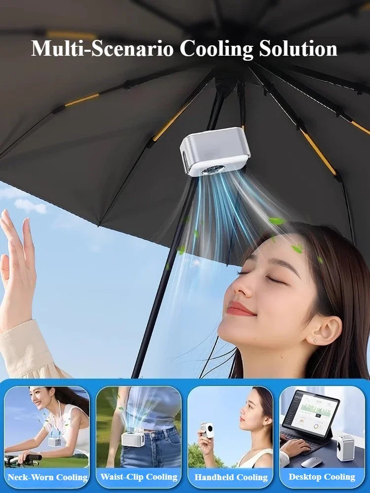 Eary Portable Clip On Fan Mini Handheld Fan with Lanyard 100 Speeds Wind 2000mAh Rechargeable 3-in-1 Hand/Desk/Neck Cooling Fans