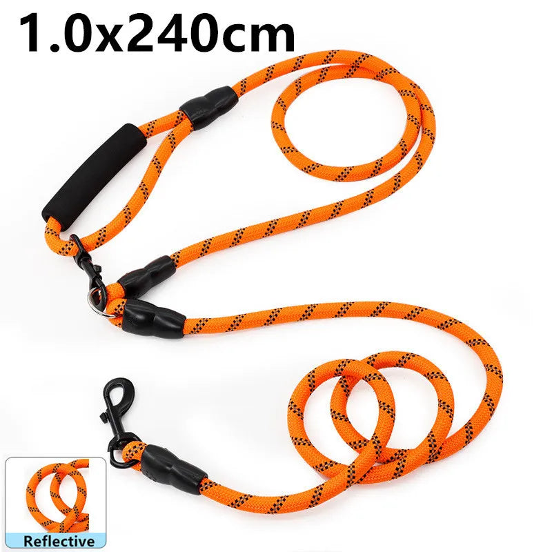 Dog Leash Hands Free Dogs Leash Reflective Leashes for Dog Walking Running Rope 2.4M Long Adjustable Double Leashes Dogs Ropes