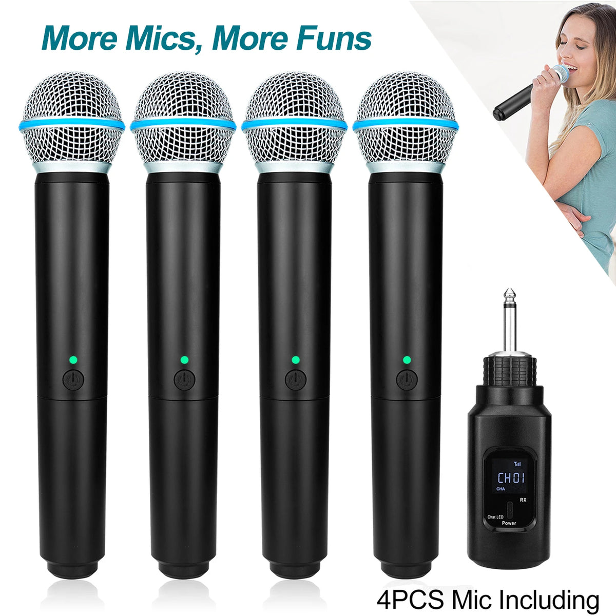 Rechargable Universal Wireless Microphone Dynamic Microphone Handheld Mic Micphone Professional Church Show Meeting-ADS1509