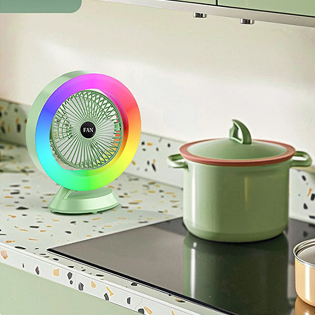 RGB Colorful Desktop Fan: Whisper - Quiet, Boasting Potent Wind Power in a Compact Design. The Ultimate Choice for Personal Cool