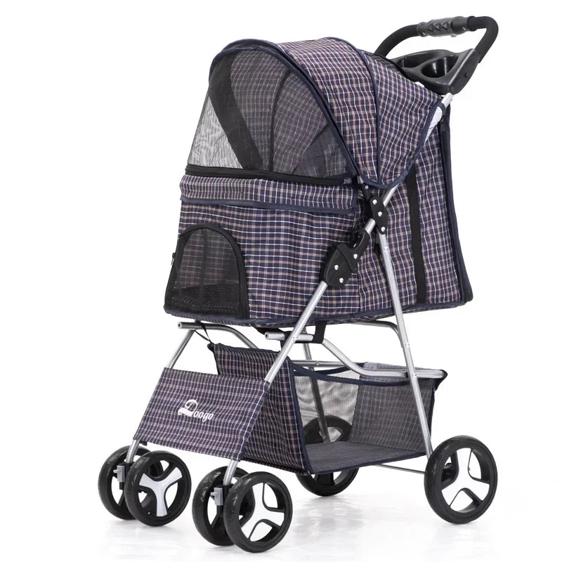 Pet Stroller with Sunroof -Foldable, lightweight, Single Handed, size S M L