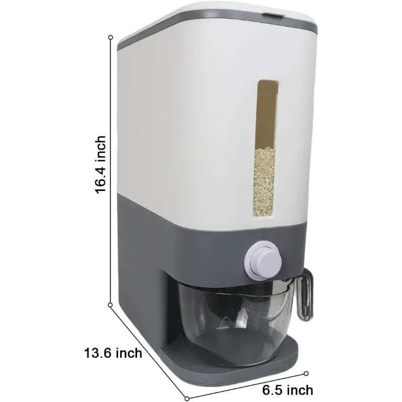 25 Lbs Rice Dispenser, Large Grain Container Storage with Lid Measuring Cylinder Moisture Proof Household Cereal Dispenser