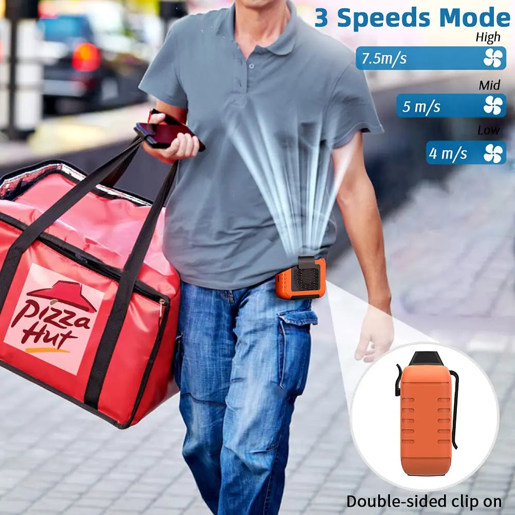Portable Air Conditioner,Waist Clip Fan with 5-8H,Neck Fan,3 Speeds, USB Rechargeable,for Summer Outdoor Work Jobsite Hiking