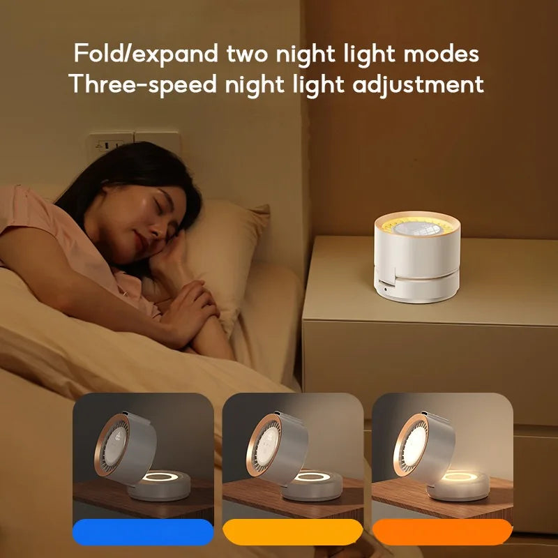 Eary Wall-mounted Fan Punch-free Foldable Fast Charging Desktop Fan With Night Light Magnetic Remote Control Air Conditioner Fan