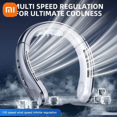 Xiaomi Portable Mini Hanging Neck Fan Digital Display Power Bladeless Fan Neckband Air Cooler USB Rechargeable Fan Cooling Tool