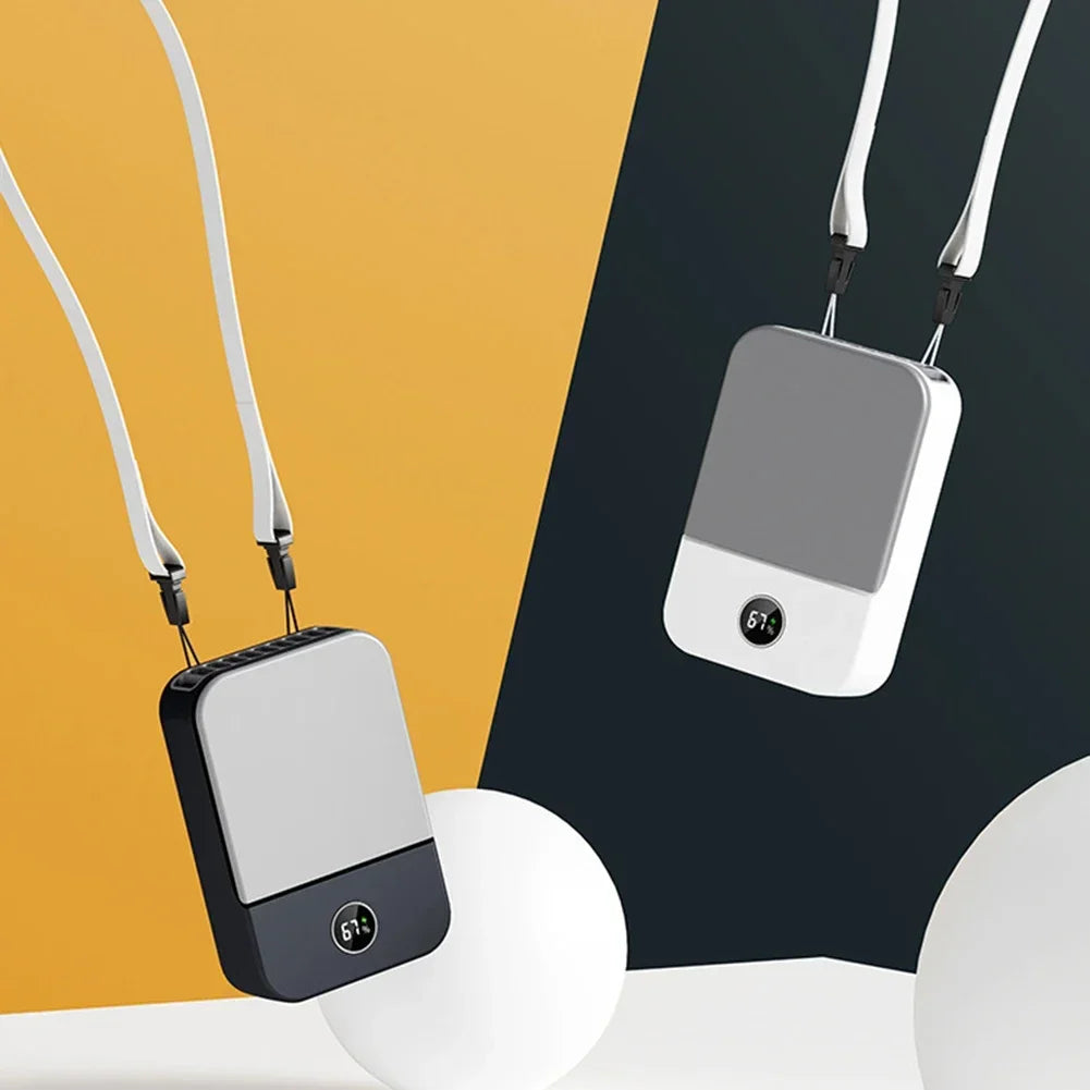 Portable USB Rechargeable 3 Speed Mute Personal  Waist Clip on  Summer Air Cooler Mini Digital Display Hanging Neck Fan