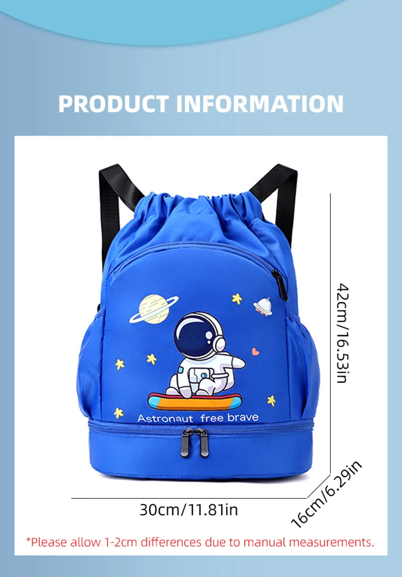 Kids Swimming Backpack Children Dry Wet Sports Gym Fitness Bag Waterproof Beach Shoulder Rucksack  Cartoon Travel Duffel Pack