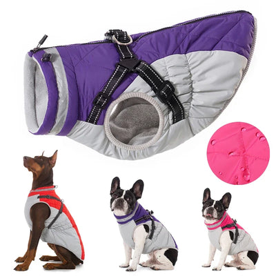 Waterproof Dog Jacket with Harness - Winter Warm Coat for Small & Large Dogs (Labrador, Chihuahua, French Bulldog)