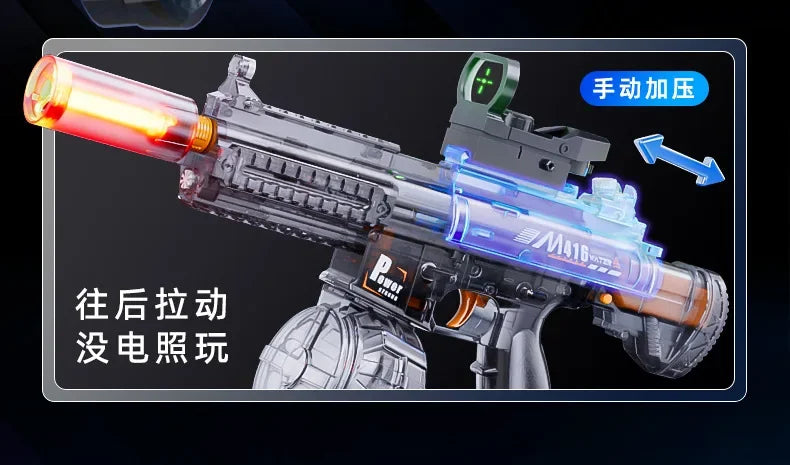 Electric Water Gun Toy Continuous Shooting with Firelight Big Capacity Water Pistol Spray Blaster Pool Summer Toy for Kids Adult