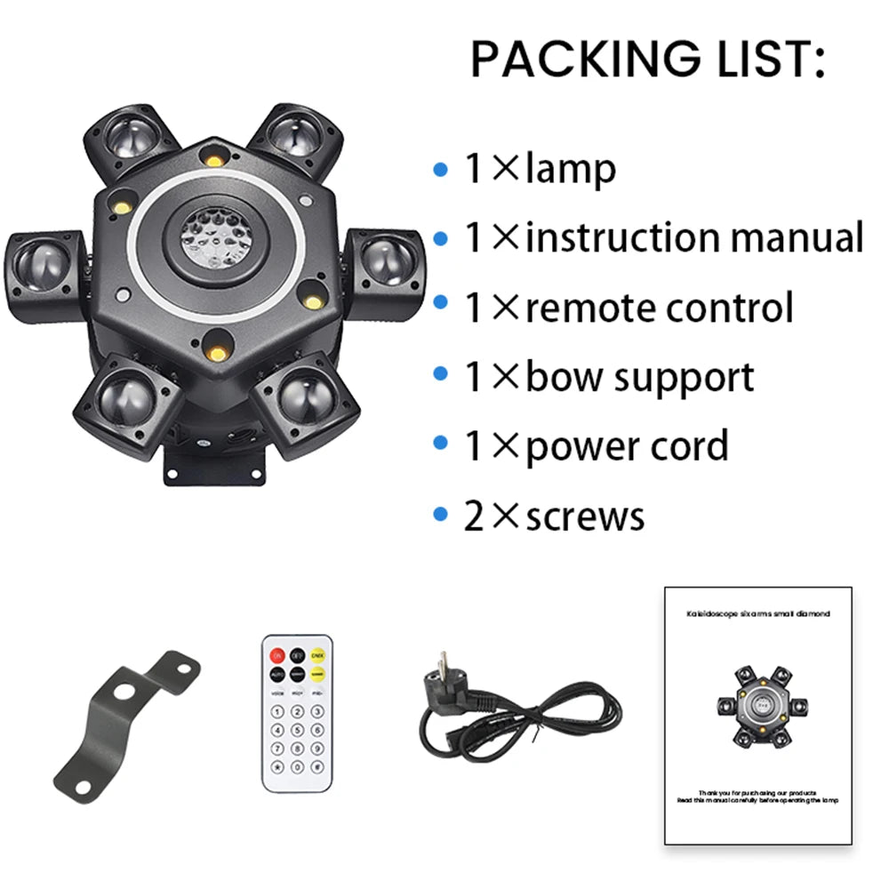 KEMAX Mini Beam 100W LED Mobile Head RGBW 6Arm Strobe Disco Party Light DMX DJ Accessories Nightclub Robot Stage Effect Light