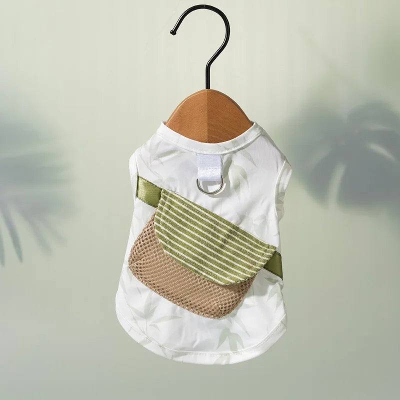 Summer Dog Cool Clothes Fashion Dog Vest Breathable Puppy Sunscreen Clothing Cute Print Cat Vest with Pocket Pet Pullovers Shirt