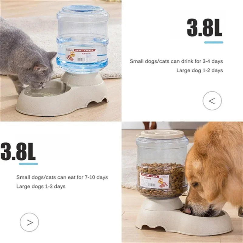 3.8L Dog Automatic Feeders Plastic Water Bottle Cat Bowl Feeding and Drinking Dog Water Dispenser Pet Feeding Bowl Pet Supplies