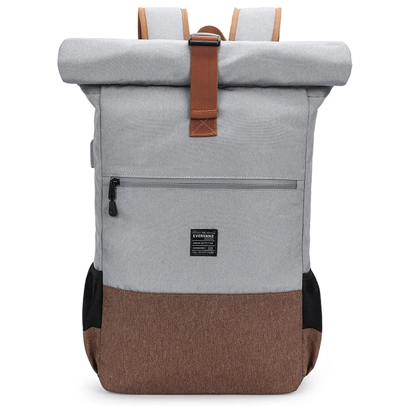 EverVanz Rolltop Backpack, Daypack With Compartment For 12 - 17 inch Laptop, Waterproof And Anti-Theft