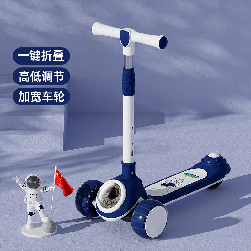 Cycling City Foldable Space Children's Scooter With Seat Push Handle Baby Toy Car Super Load-bearing Music Flash Wheel Scooter