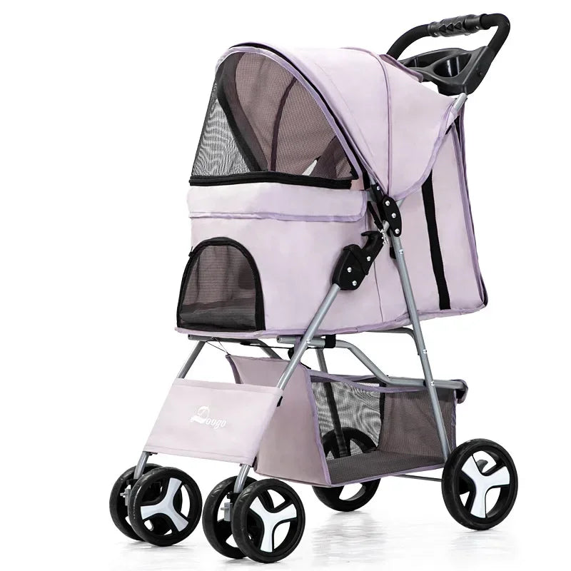 Pet Stroller with Sunroof -Foldable, lightweight, Single Handed, size S M L