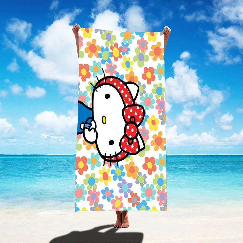 Sanrio Hello Kitty Beach Towel Cartoon Style Microfiber Large Beach Towel Bath Towel Multifunctional Square Towel Beach Towel
