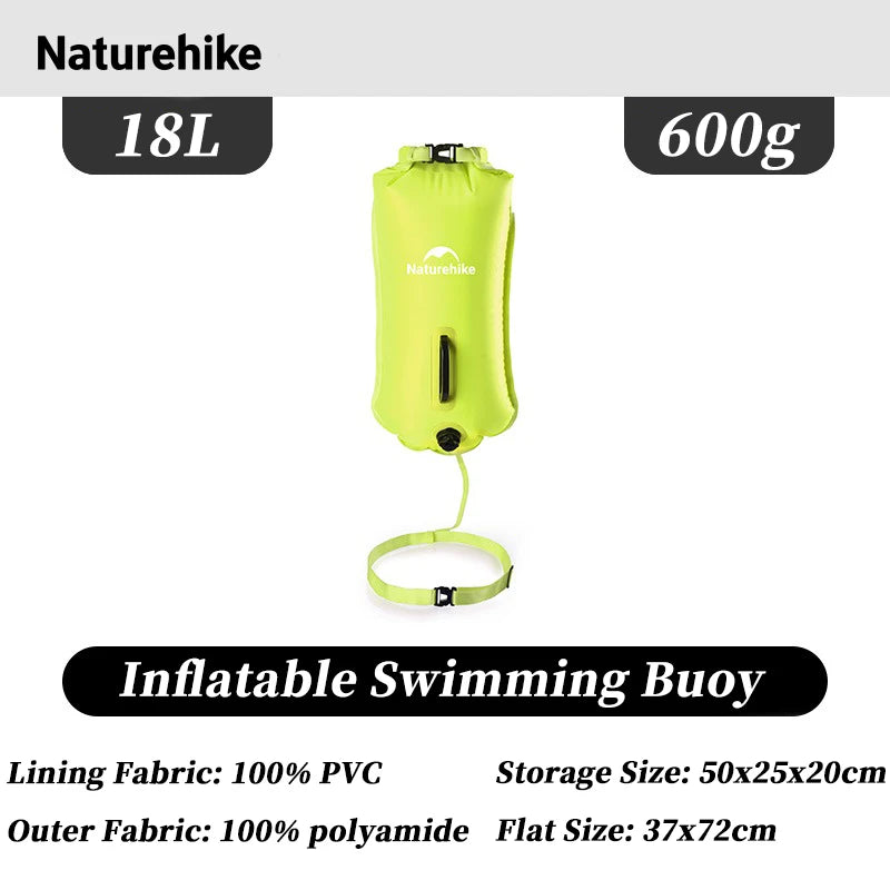 Naturehike Inflatable Open Swimming Buoy Tow Float Dry Bag Double Air Bag Swimming Bag Beach Water Sports Storage Dry Bag