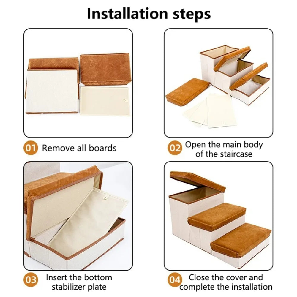 New Pet Climbing Ladder Foldable Storage Dog Ladder Anti Slip Large Capacity Thickened Bottom Plate Staircase Pets Products