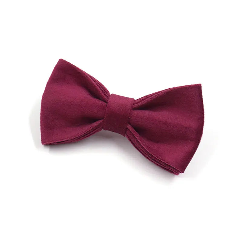 Burgundy Velvet Dog Collar Personalized Thicken Metal Buckle Pet Harness Bow Tie Collar Leash Set with Poop Bag Luxury Dog Gift