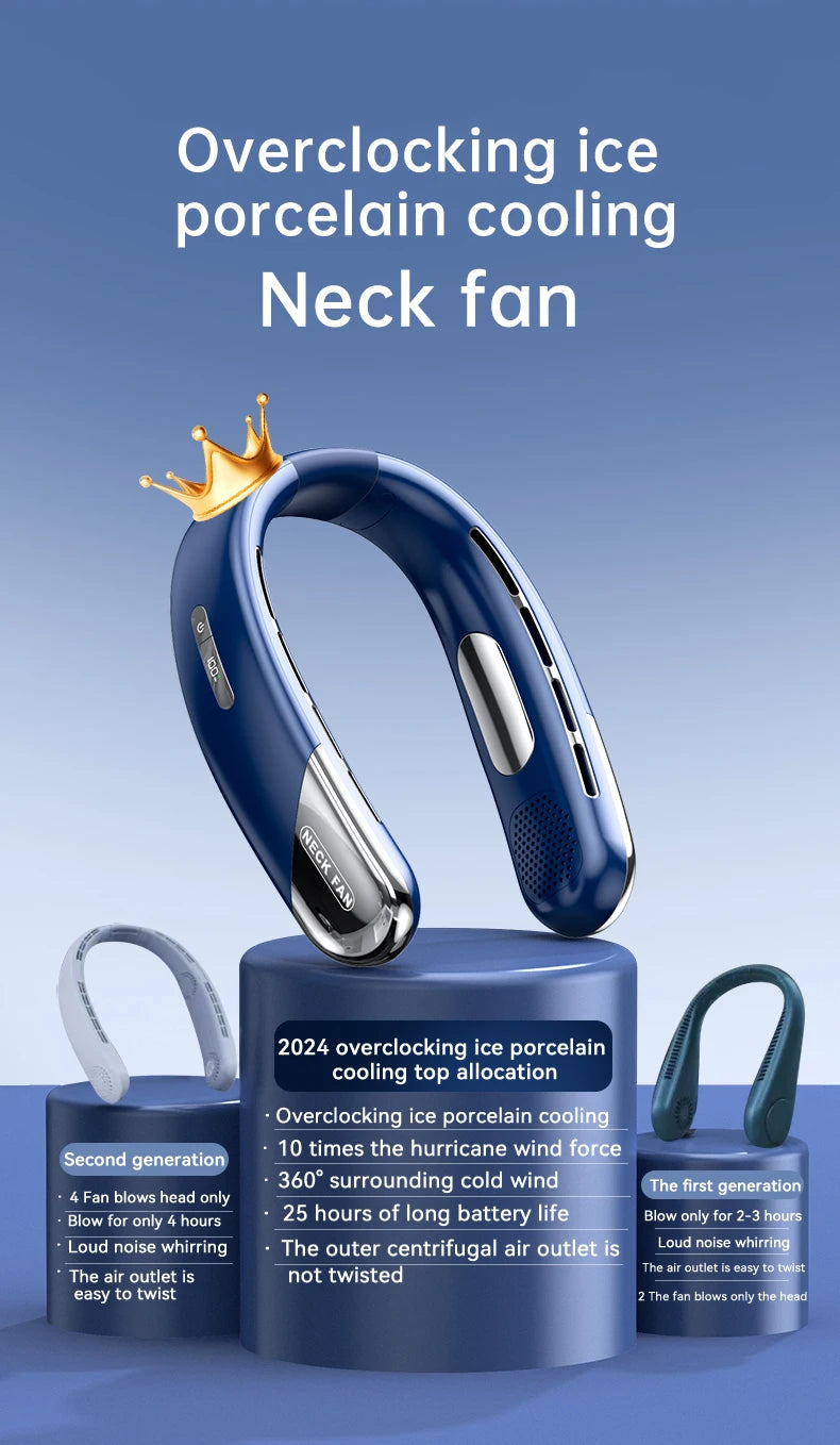 Portable Neck Fans for Outdoors Sports Rechargeable USB Mini Air Conditioner Fan Bladeless Neck-hanging Cooling Fan Air Cooler