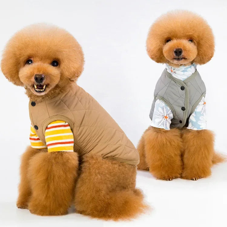 Jacket and Underwear Dog Clothes Autumn and Winter Clothes Small Medium Dog Fleece-lined Thickened Pet Vest Cotton Vest