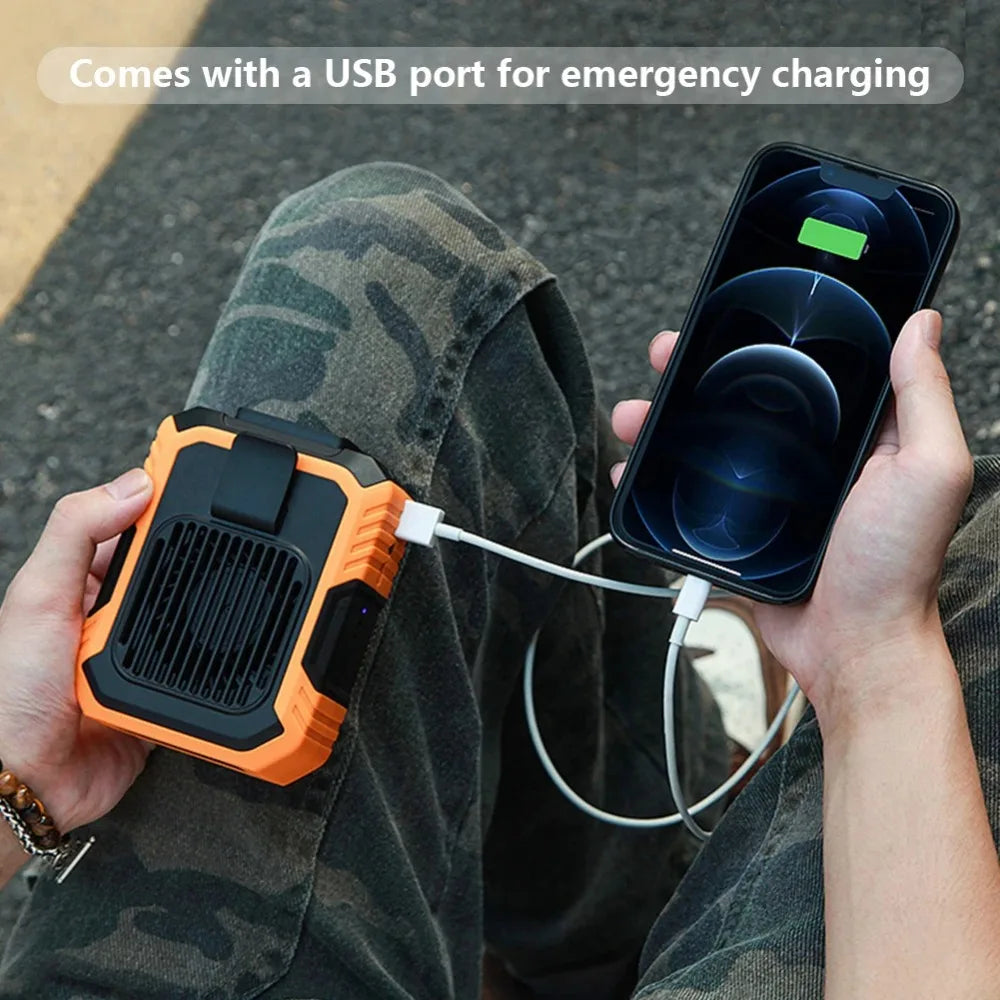 Portable Air Conditioner,Waist Clip Fan with 5-8H,Neck Fan,3 Speeds, USB Rechargeable,for Summer Outdoor Work Jobsite Hiking
