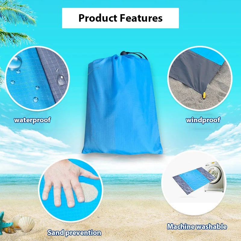 Beach Mat Sandproof Waterproof Beach Camping Blanket Mats Lightweight Foldable Portable Outdoor Picnic Blanket for Travel Hiking