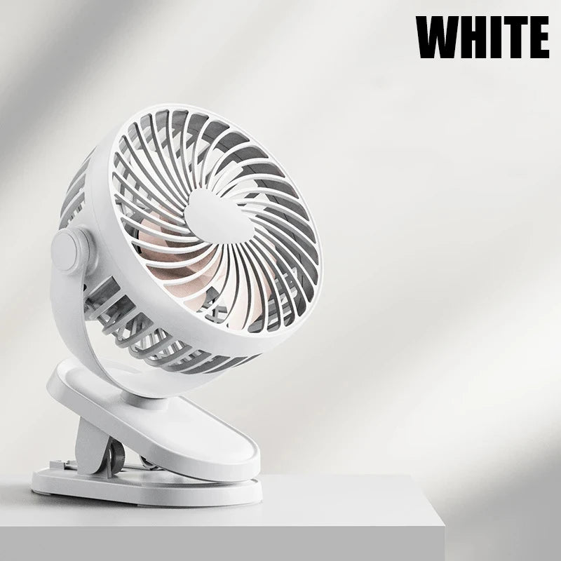 12-48h Table Mini Fan with Sturdy Clamp Rechargeable USB 3 Speeds Sleeping Mute for Bathroom Kitchen Student Dormitory 10000mAh